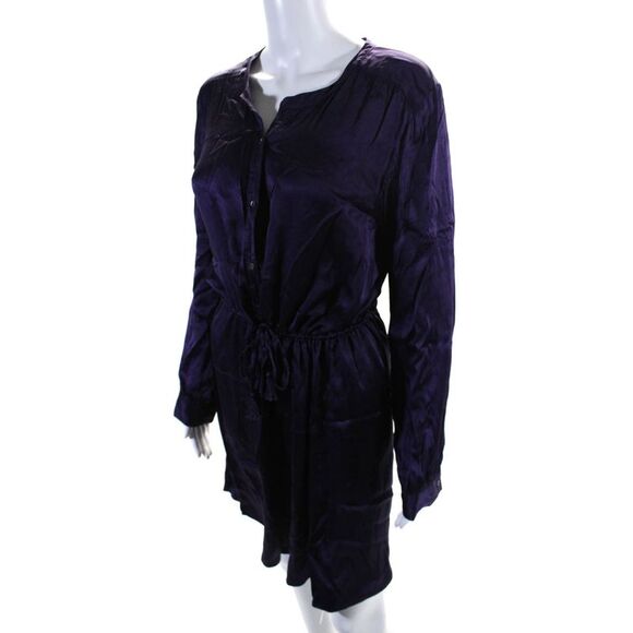 Calypso Saint Barth Womens Silk Half Button Down Shirt Dress Purple Size Small - Picture 2 of 6